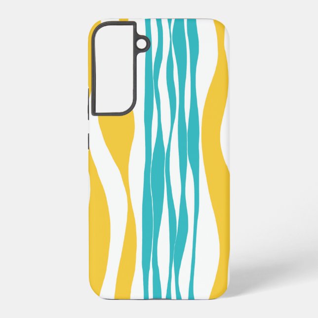 Ebb and Flow - Turquoise & Yellow Samsung Galaxy S22+ Case (Back)