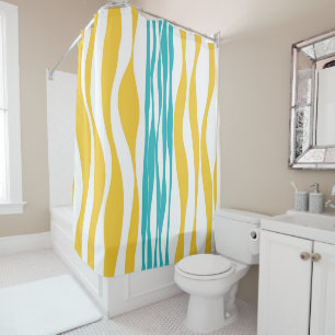 Ebb and Flow - Turquoise & Yellow Shower Curtain