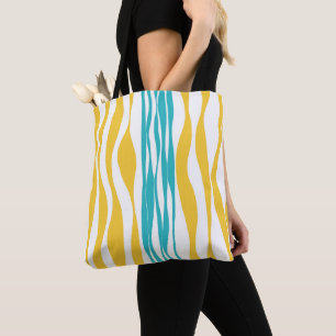 Ebb and Flow - Turquoise & Yellow Tote Bag
