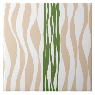 Ebb and Flow - White, Sand and Palm Green Ceramic Tile