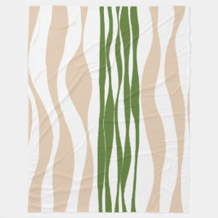 Ebb and Flow - White, Sand and Palm Green Fleece Blanket