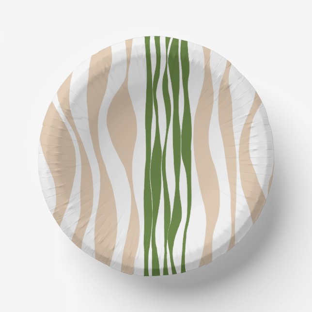 Ebb and Flow - White, Sand and Palm Green  Paper Plate (Front)