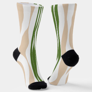 Ebb and Flow - White, Sand and Palm Green  Socks