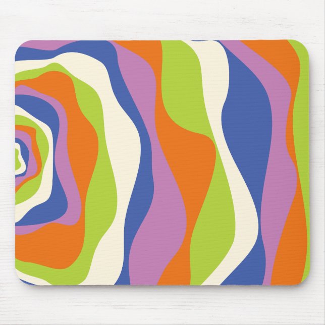 Ebb & Flow 4 Blue, Orange, Purple, Green & Cream Mouse Pad (Front)