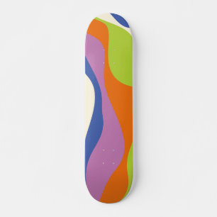 Ebb & Flow 4 Blue, Orange, Purple, Green & Cream Skateboard