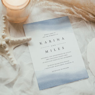 Ebb Tide Coastal Watercolor Wedding Invitation