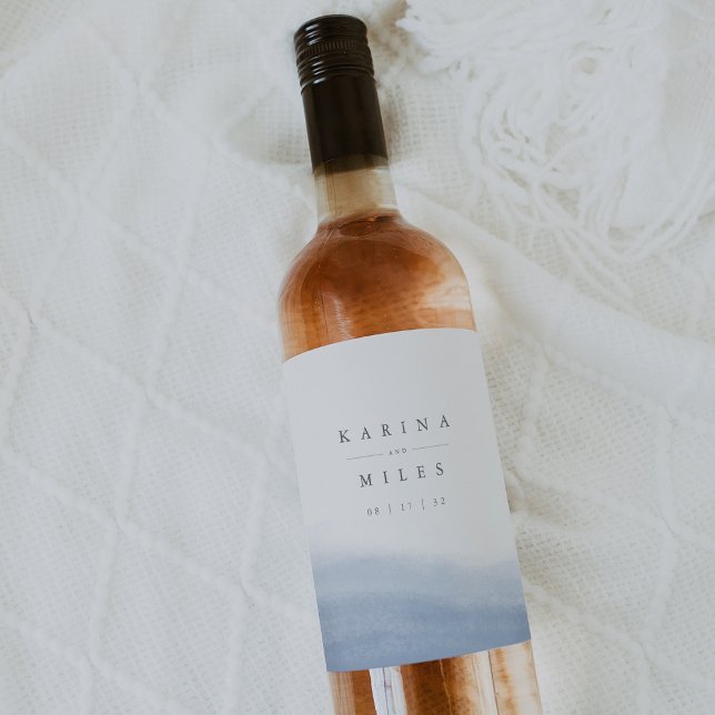 Ebb Tide | Coastal Watercolor Wedding Wine Label (Creator Uploaded)