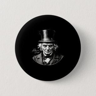 Ebeneezer Scrooge Rtrait With Signature  6 Cm Round Badge