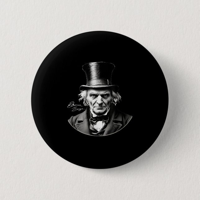 Ebeneezer Scrooge Rtrait With Signature  6 Cm Round Badge (Front)