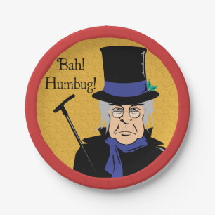 Ebenezer Scrooge Bah! Humbug! Paper Plate
