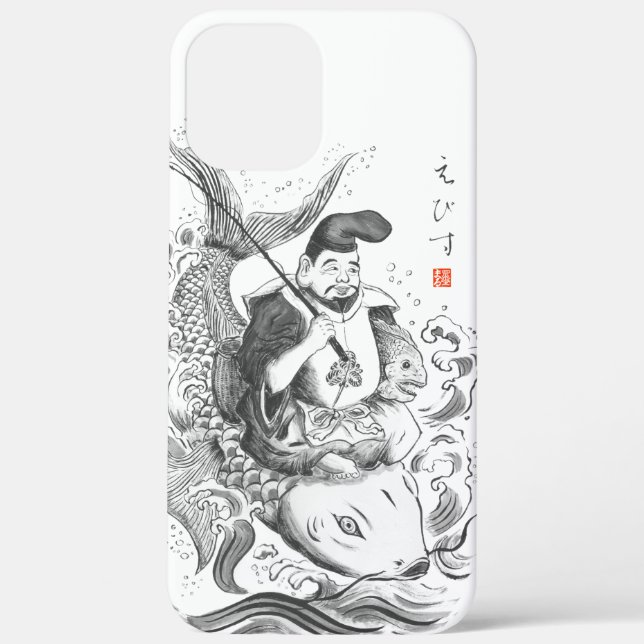 Ebisu - God of Fishing & Commerce (ink painting) Case-Mate iPhone Case (Back)