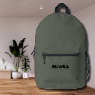 Ebony and Black Simple Personalised Name Printed Backpack