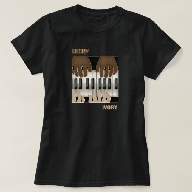 Ebony and Ivory - Duelling Keyboards T-Shirt (Design Front)