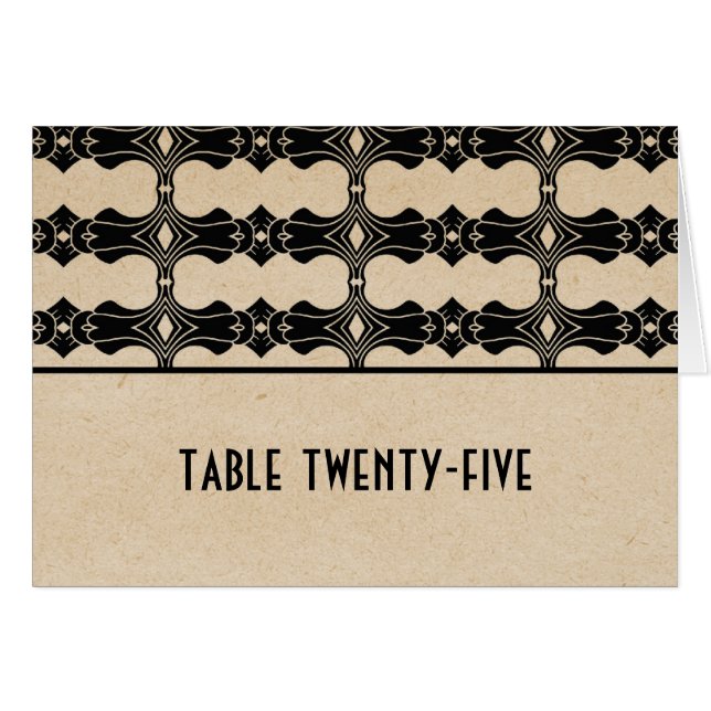 Ebony Art Deco Border Table Number Card (Front Horizontal)