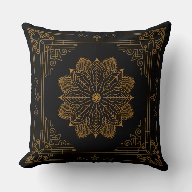 ”Ebony” Art Nouveau Cushion (Front)