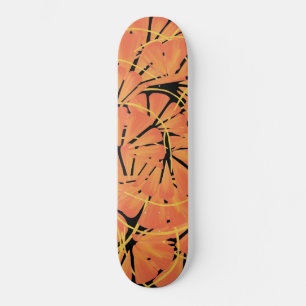 Ebony Black And Citrus Orange Tropical Art Design Skateboard
