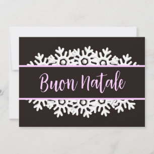 Ebony Black, Light Purple and White Snowflakes  Holiday Card