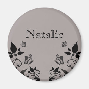 Ebony Butterfly Floral Magnet