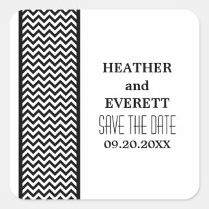 Ebony Chevron Border Save the Date Stickers