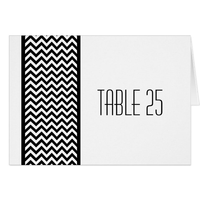 Ebony Chevron Border Table Number Card (Front Horizontal)