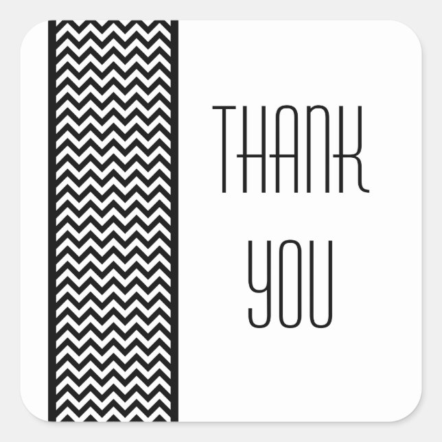 Ebony Chevron Border Thank You Stickers (Front)