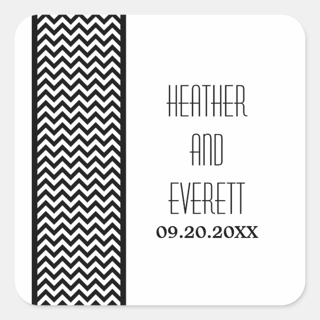 Ebony Chevron Border Wedding Stickers (Front)