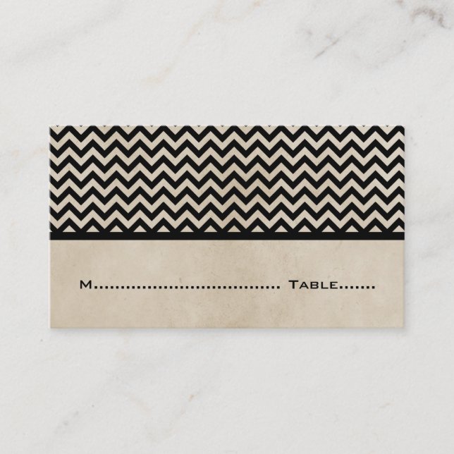 Ebony Chic Chevron Place Cards (Front)