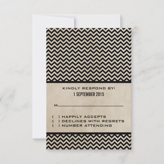 Ebony Chic Chevron Response Card (Front)