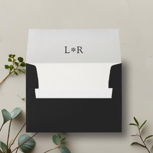 Ebony Chic Contemporary Couple Monogram Wedding Envelope