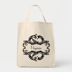 Ebony Chic Damask Tote Bag