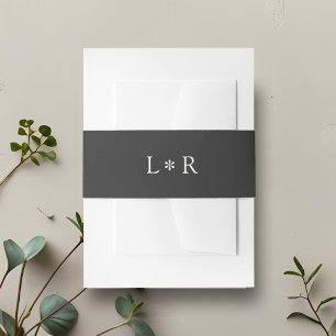 Ebony Chic Minimal Monogram Wedding Invitation Belly Band