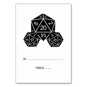 Ebony D20 Dice Place Card