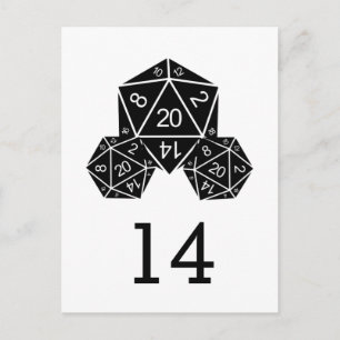 Ebony D20 Dice Table Number Postcard