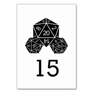 Ebony D20 Dice Wedding Table Card