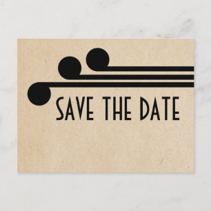 Ebony Deco Chic Save the Date Postcard