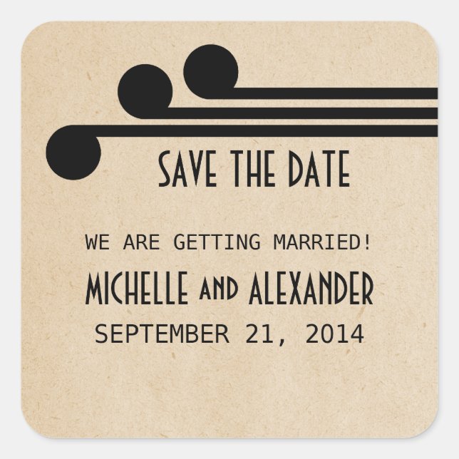 Ebony Deco Chic Save the Date Stickers (Front)