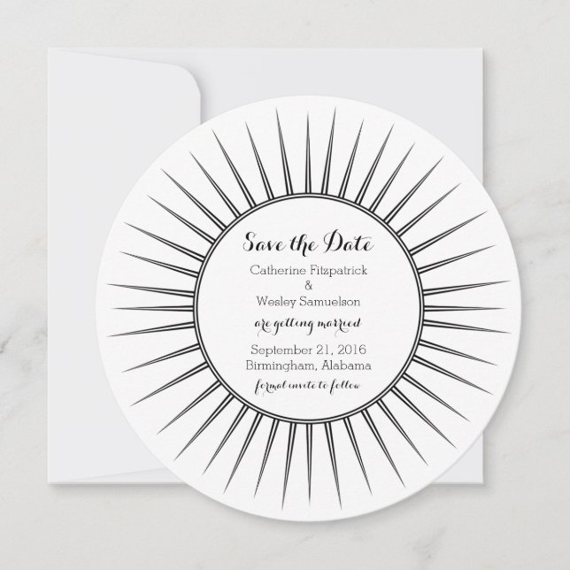 Ebony Deco Retro Save the Date Invite (Front)