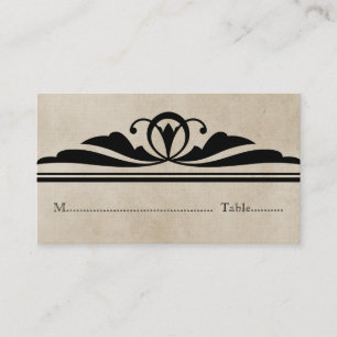 Ebony Elegant Deco Place Card