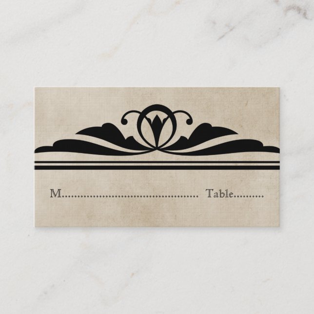 Ebony Elegant Deco Place Card (Front)