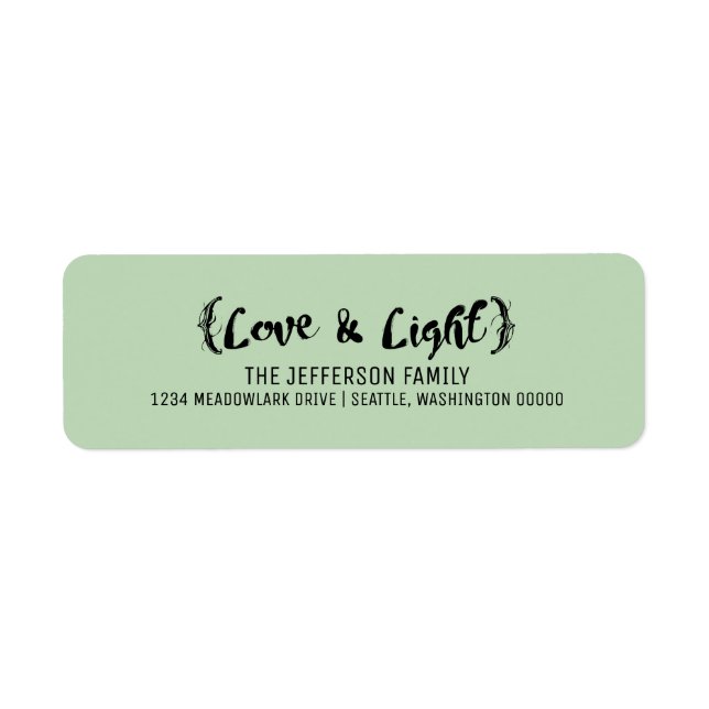Ebony Elegant Sketched Love & Light Holiday Return Address Label (Front)