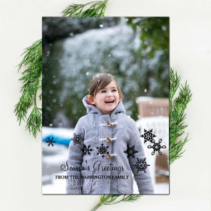 Ebony Elegant Snowflakes Holiday Photo Card