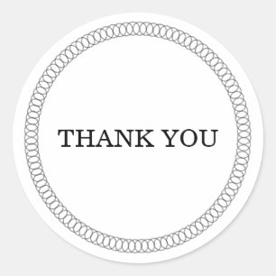 Ebony Encircled Round Thank You Stickers