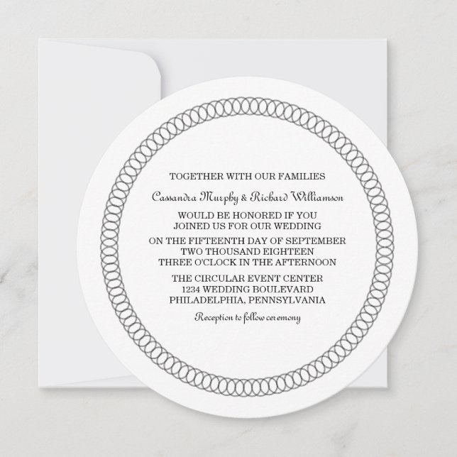 Ebony Encircled Round Wedding Invite (Front)