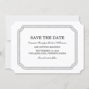 Ebony Encircled Ticket Save the Date Invite
