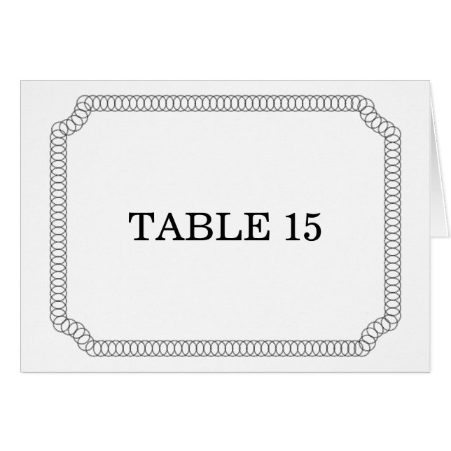 Ebony Encircled Ticket Table Number Card (Front Horizontal)