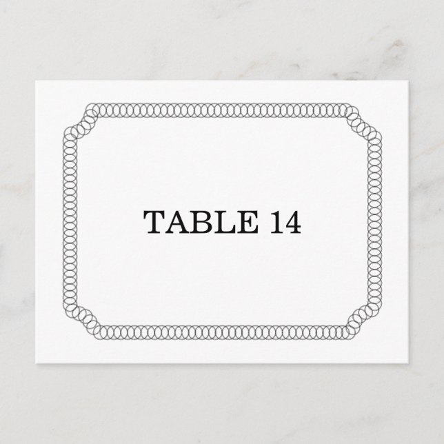 Ebony Encircled Ticket Table Number Postcard (Front)