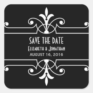 Ebony Fancy Ornamental Save the Date Stickers