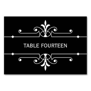 Ebony Fancy Ornamental Wedding Table Card