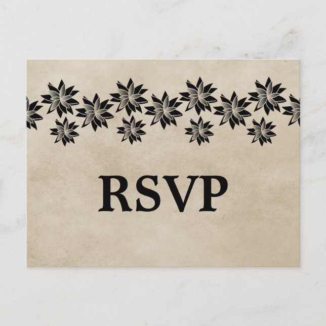 Ebony Floral Vintage RSVP Postcard (Front)