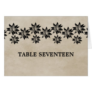 Ebony Floral Vintage Table Number Card